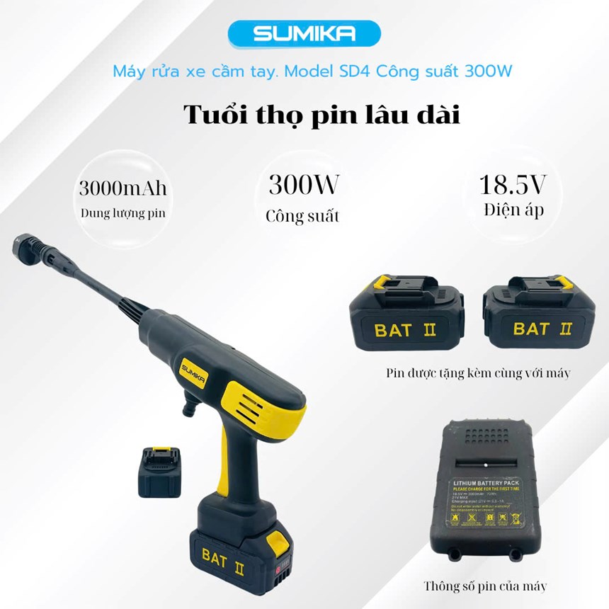 máy rửa xe dùng pin sumika sd4 hình 0 may rua xe dung pin sumika sd4 hinh 0