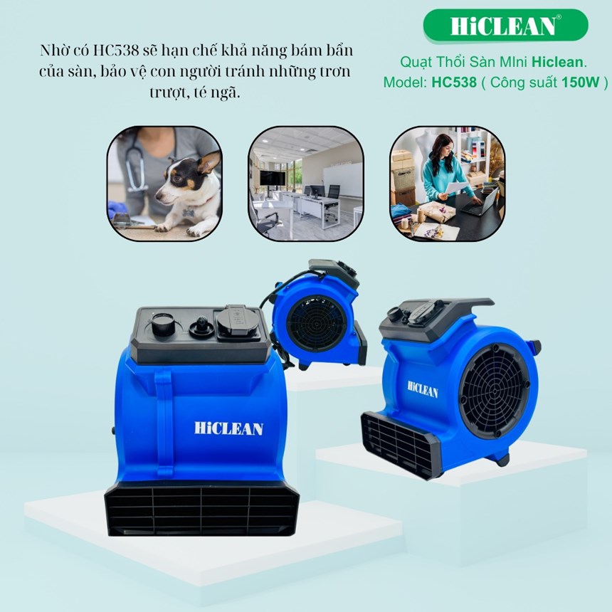 quat thoi san mini hiclean hc538, cong suat 150w hinh 1