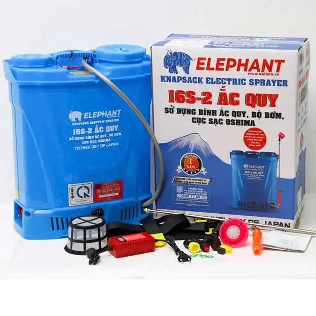binh xit dien phun thuoc 16 lit elephant 16s (ac quy 12v8ah) hinh 0