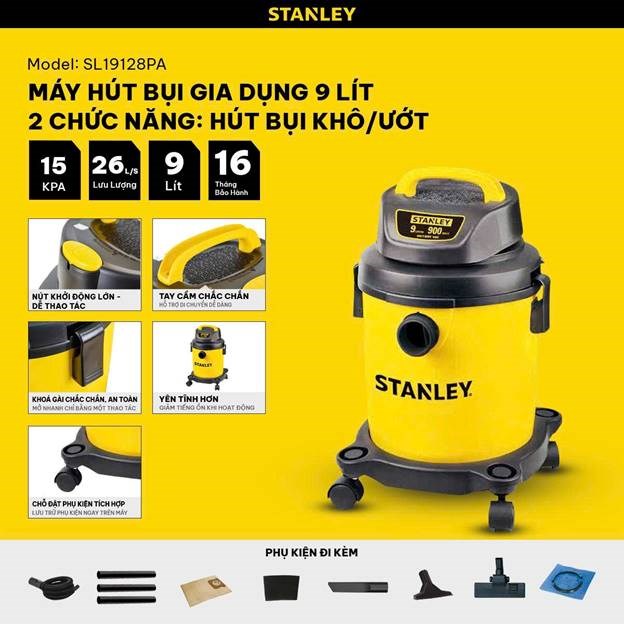 may hut bui 2 chuc nang stanley sl19128pa – 9l – 15kpa hinh 0
