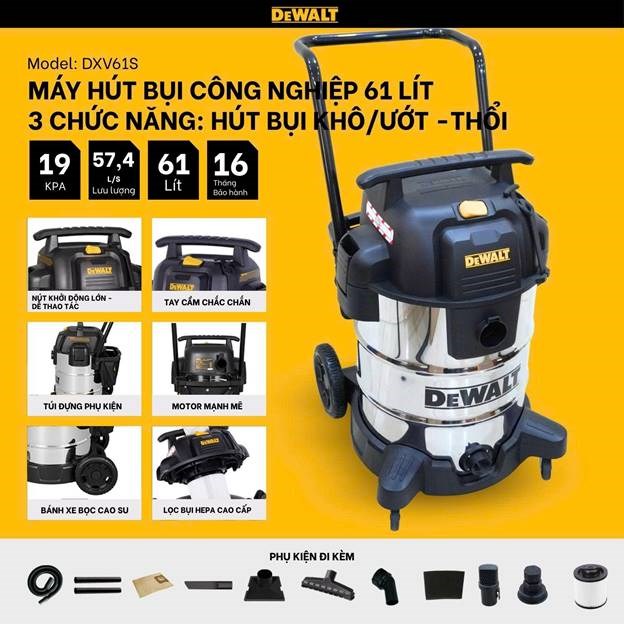 may hut bui cong nghiep 3 chuc nang dewalt dxv61s – 61l – 19kpa hinh 1