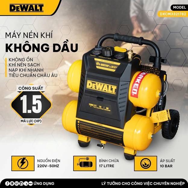 máy nén khí không dầu 17l dewalt dxcm3321782 hình 0 may nen khi khong dau 17l dewalt dxcm3321782 hinh 0