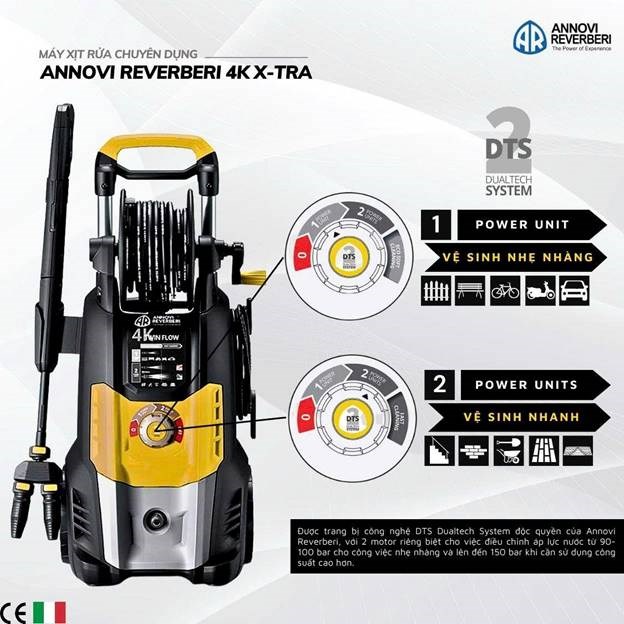 may xit rua chuyen dung annovi reverberi 4k twin flow – motor kep, ap luc cao 150bar, 2500w hinh 0