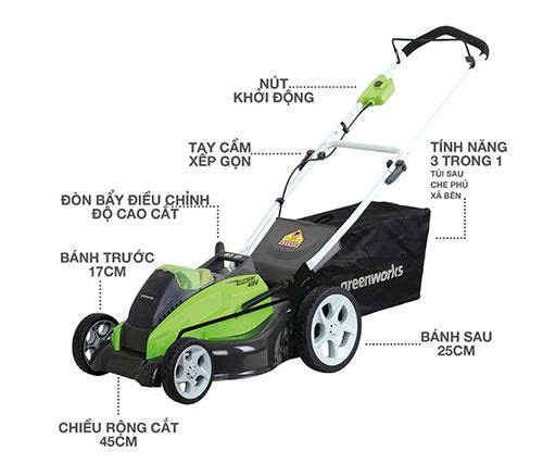 may cat co day tay pin 40v 45cm greenwork g40lm45 (than may) hinh 1