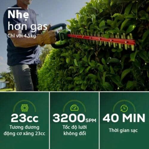 may cat tia hang rao dung pin greenworks htc402 hinh 0