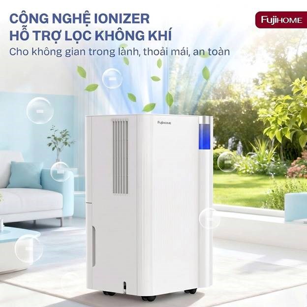 máy hút ẩm fujihome dh10new công suất 10 lít/ngày hình 2 may hut am fujihome dh10new cong suat 10 lit/ngay hinh 2