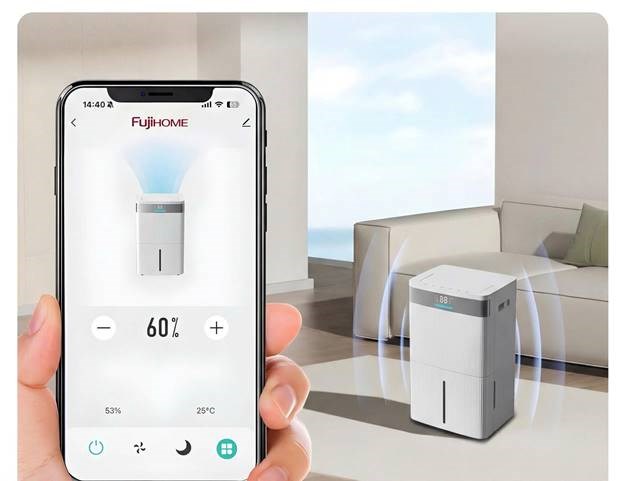 may hut am fujihome dh40nw cong suat 40 lit/ngay, ket noi wifi hinh 3