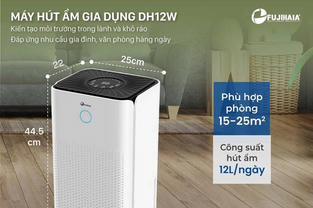 máy hút ẩm fujihaia dh12w công suất 12 lít/ngày hình 1 may hut am fujihaia dh12w cong suat 12 lit/ngay hinh 1
