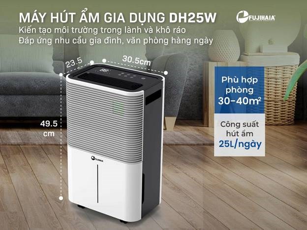may hut am fujihaia dh25w cong suat 25 lit/ngay, co ket noi wifi hinh 1