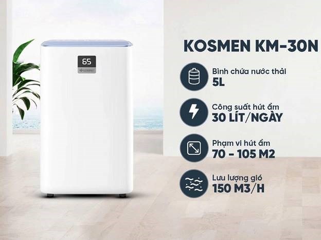 máy hút ẩm lọc không khí kosmen km-30n (30 lít/ngày) hình 0 may hut am loc khong khi kosmen km-30n (30 lit/ngay) hinh 0