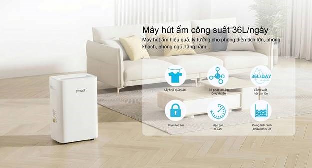 may hut am steiger stg-836dw 36 lit/ngay, tich hop wifi hinh 0