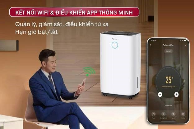 may hut am fujihome dh25w-hepa (25lit/ngay) ket noi wifi, mang hepa hinh 3