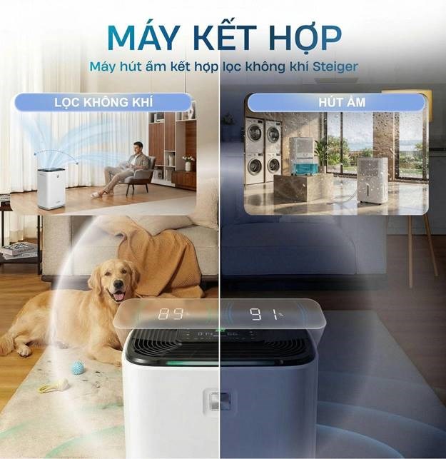 may hut am loc khong khi steiger stg-835dw/pro 35 lit/ngay, tich hop wifi hinh 0